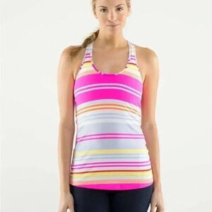 Lululemon Athletica Woman Groovy Stripe Multi Cool Racerback Tank Size Small